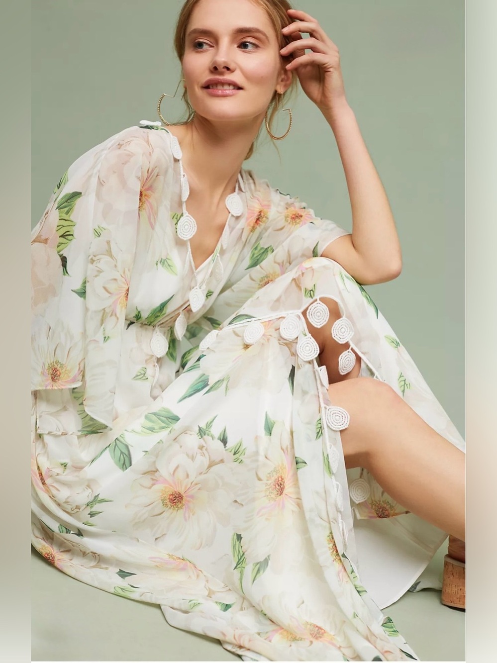 Farm Rio x Anthropologie Dahlia Floral Maxi Dress Size Medium EUC - Picture 2 of 9